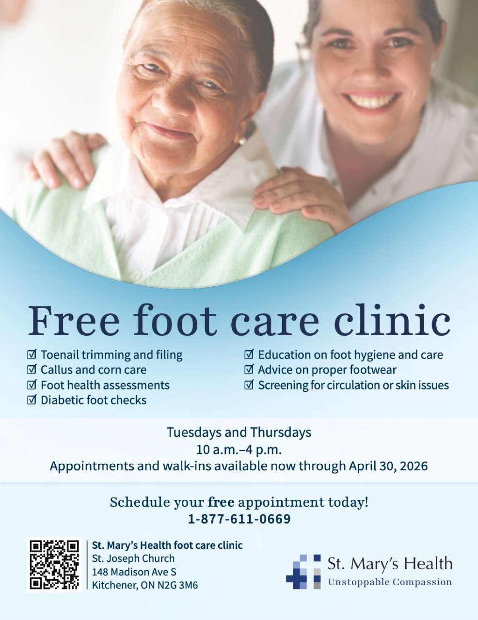 Flyer: Free Foot Care Clinic at St. Joseph Church. Replace this image with your flyer.